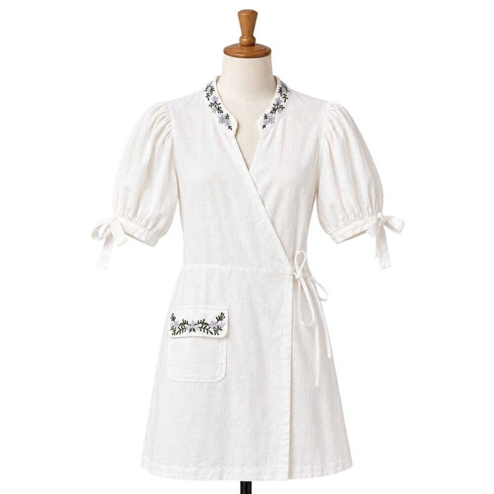 NEW Cartolina Nantucket Savannah Dress Med White Embroidered Cotton Cottage Twee